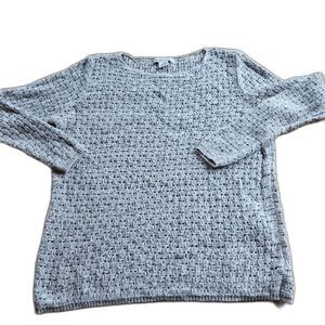 Liz Claiborne Medium Pastel Gray Textured Lightweight Long Sleeve Knit Sweater‎